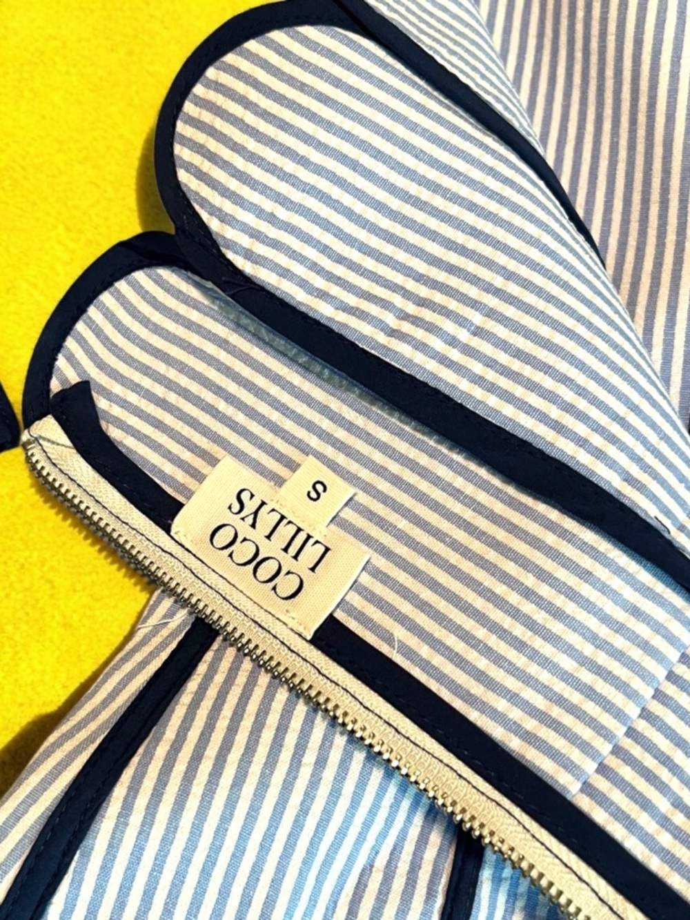 Navy & White Striped Scallop-Hem Mini Dress - Picture 5 of 6